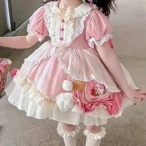 Adorable Pink and White Dress with Ruffles